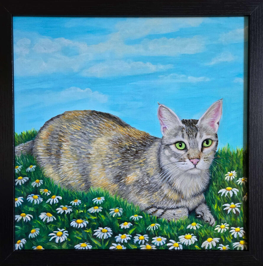 time lapse video of me painting my cat portrait in acrylics