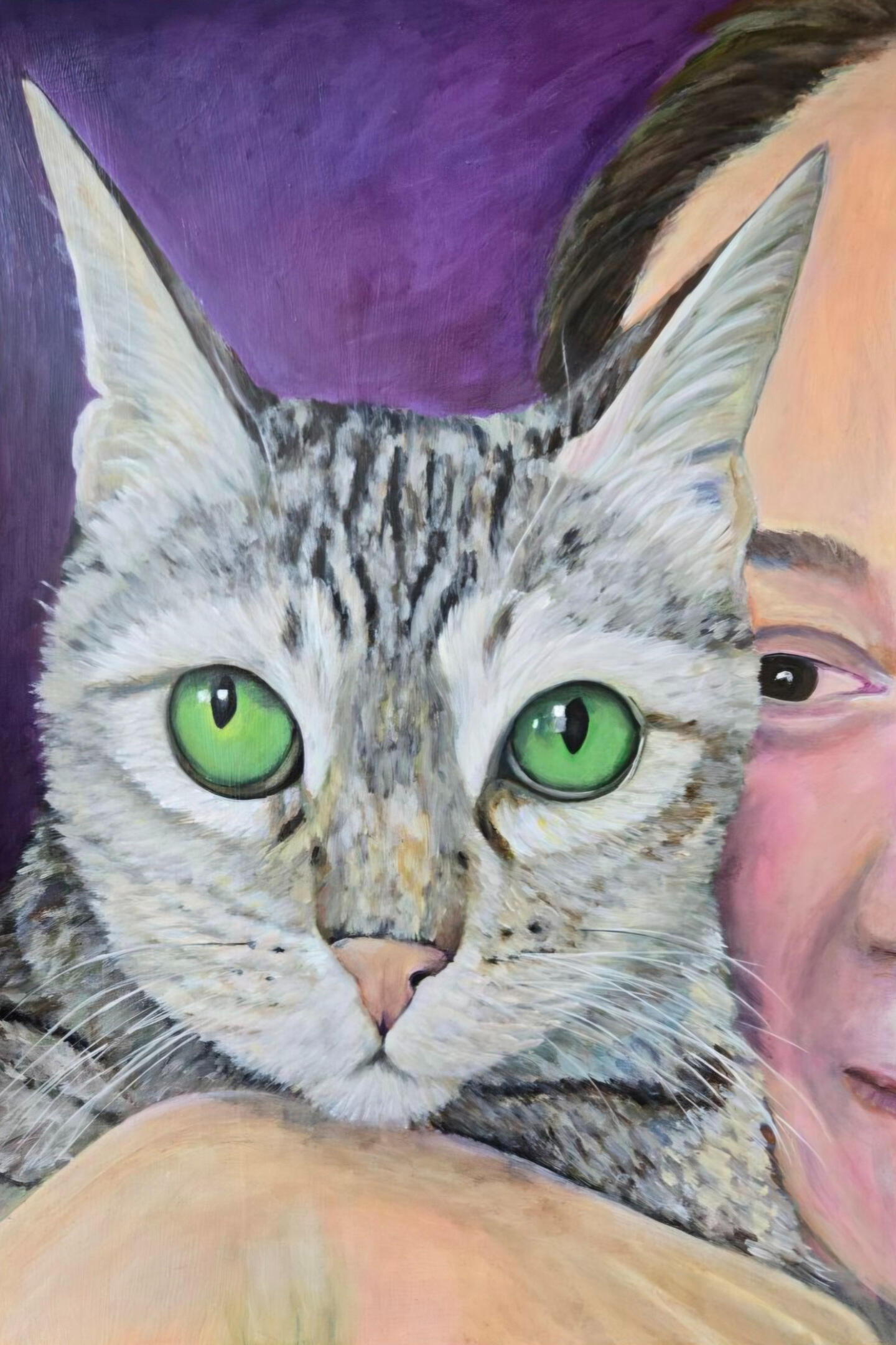 Acrylic painting of Paru🧡 with me at home The cat who inspired this journey, these memories, and many of the paintings on this website🧡